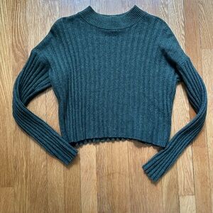 Madewell Dark Green Ribbed Crew Neck Sweater
